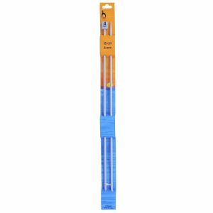 Pletací jehlice PONY, hliníkové, rovné, 2 kusy, délka 35cm, velikost 4mm
