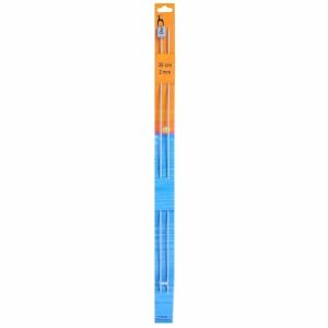Pletací jehlice PONY, hliníkové, rovné, 2 kusy, délka 35cm, velikost 2mm