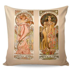 Polštářek ALFONS MUCHA MOET, béžový, 40x40cm