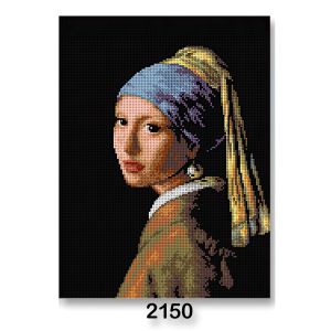 Vyšívací předloha, obrázek na vyšívání 70243/2150, J.Vermeer - Dívka s perlou, na černé, 30x40cm