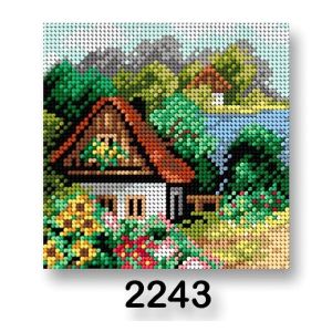 Vyšívací předloha, obrázek na vyšívání 70244/2243, dům léto 1, zelená, 15x15cm