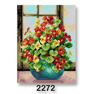 Vyšívací předloha, obrázek na vyšívání 70246/2272, květiny 3, červeno-zelená, 18x24cm
