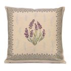 Dekorační polštářek / povláček RETRO LEVANDULE, šedo-zelený lem 45x45cm